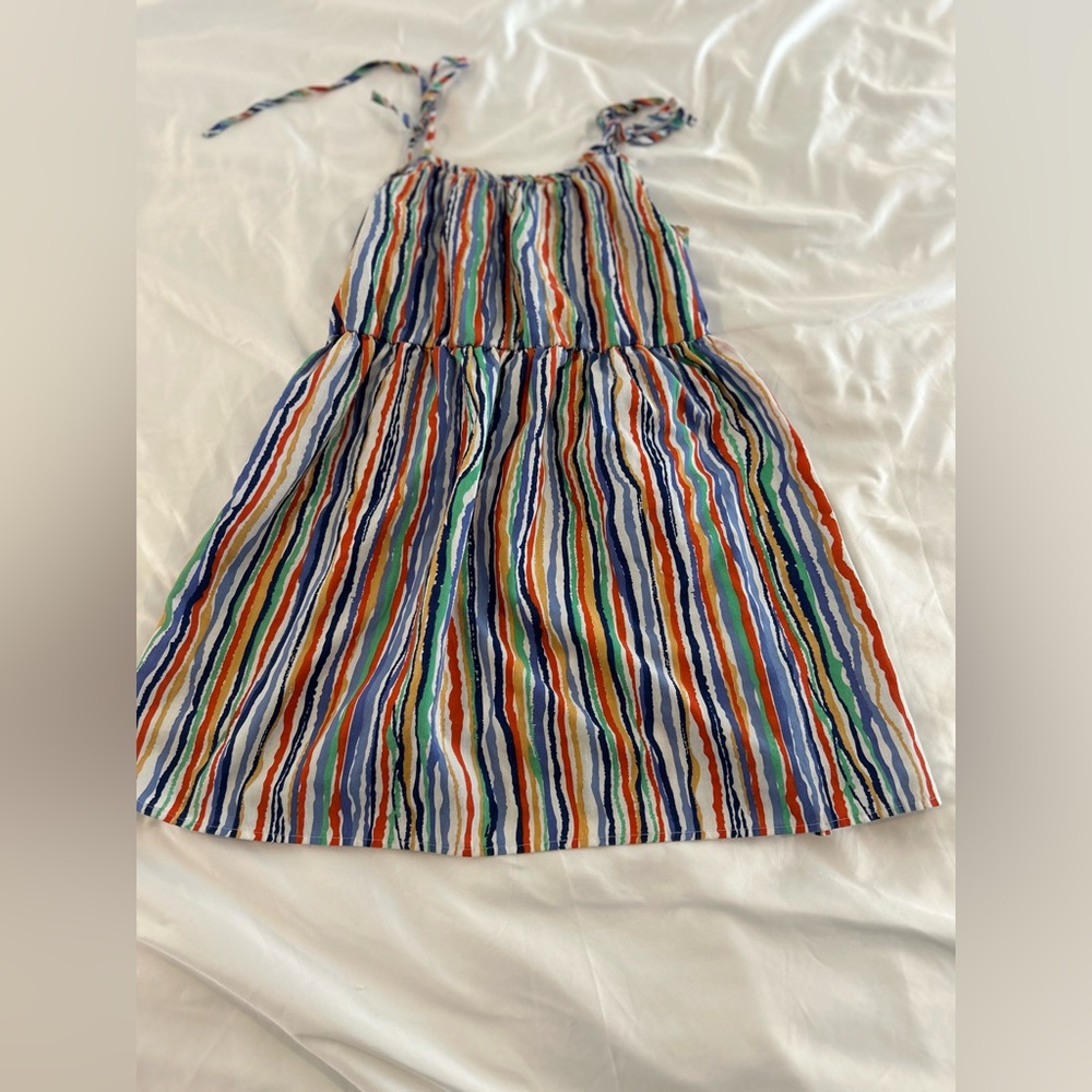 Girls Colorful Striped Sundress Tie Strap Boho Summer Dress Size 14y